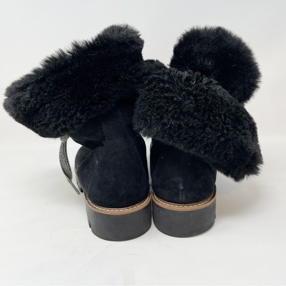 WHITE MOUNTAIN Women’s Black GLAMOROUS ANKLE BOOTIE Lug Sole Shearling Fur Sz 11 - Picture 9 of 12